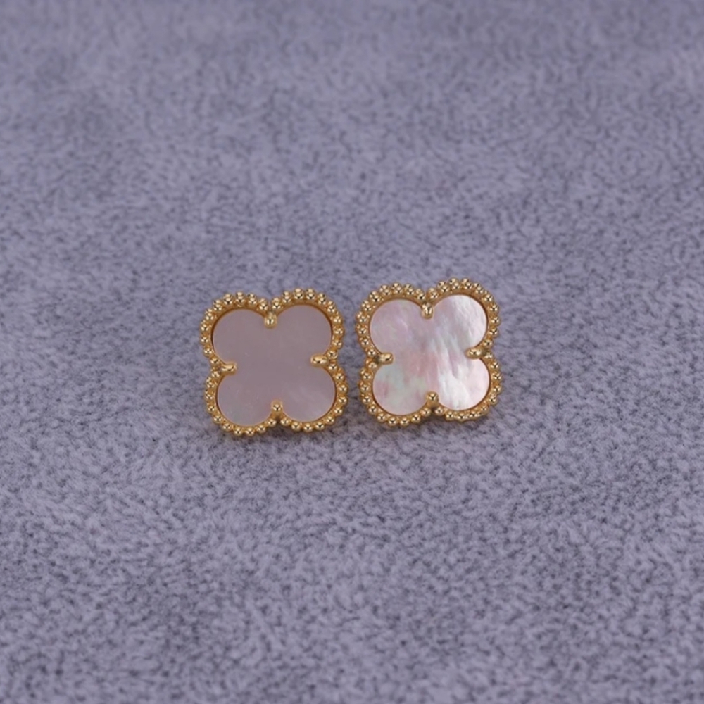 Luxury Women's Malachite Stud Earrings, Four-Leaf Clover,Silver plated. - Picture 10 of 10